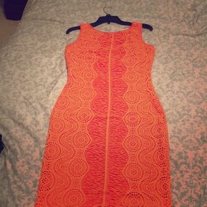 BeBe coral crochet orange dress NWT!